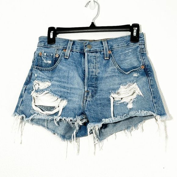 Levi's Pants - Levi's 501 Distressed Cutoff Denim Jean Shorts Women's 25 Blue Women's Blue